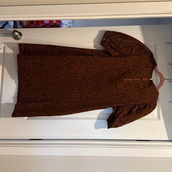 Universal Thread Brown Leopard-Print Puff Sleeve Dress - Picture 4 of 4